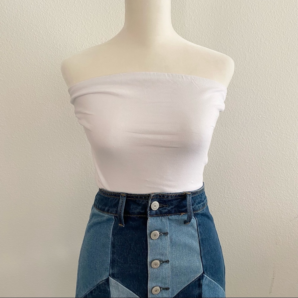 AE color block denim mini skirts.🤍 - Picture 2 of 9